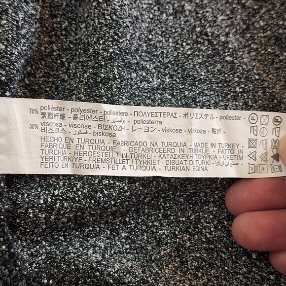 Zara Shirt Women Small Gray Knit Funnel Neck Bell Sleeve Classic Office Corpcore - Picture 7 of 7